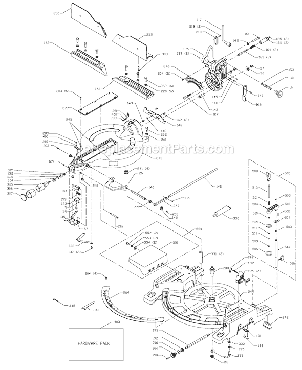 Page B Diagram and Parts List for 36-412 Type 1 Delta Miter Saw