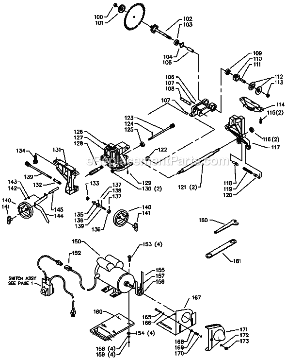 Page B Diagram and Parts List for 36-431 Type 1 Delta Table Saw
