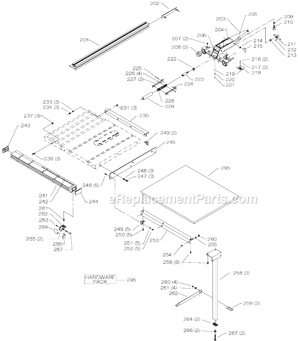 Page C Diagram and Parts List for 36-431 Type 1 Delta Table Saw