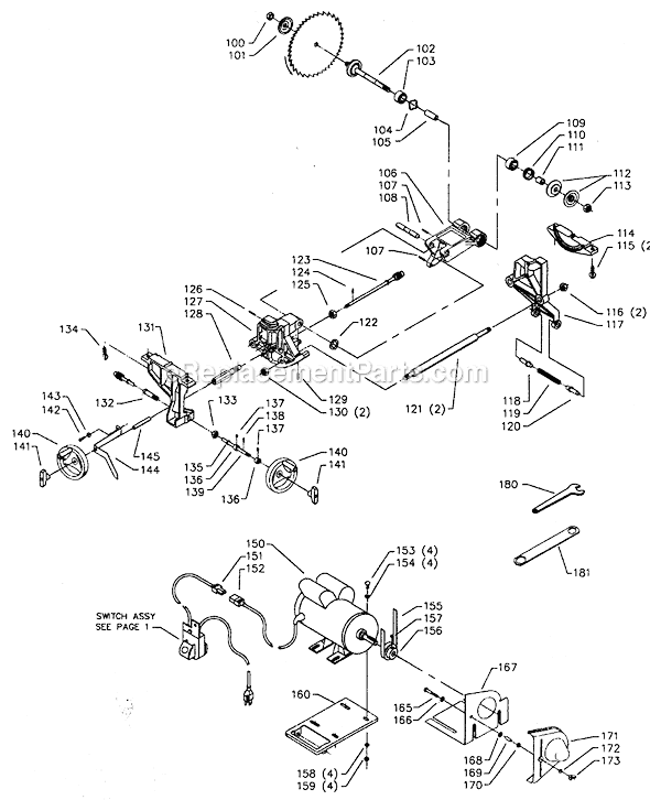 Page B Diagram and Parts List for 36-454 Type 1 Delta Table Saw