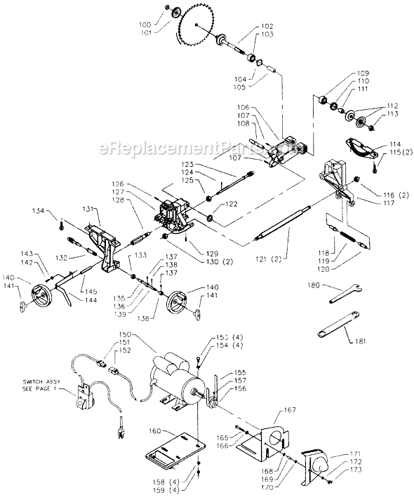 Page B Diagram and Parts List for 36-474 Type 1 Delta Table Saw