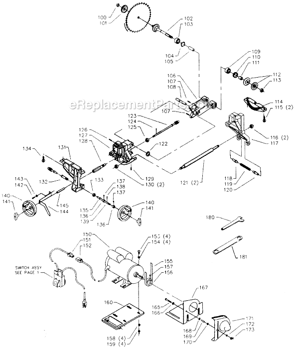 Page B Diagram and Parts List for 36-475 Type 1 Delta Table Saw