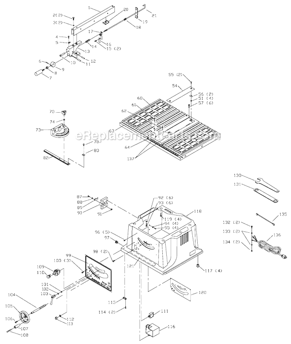 Page A Diagram and Parts List for 36-540 Type 3 Delta Table Saw