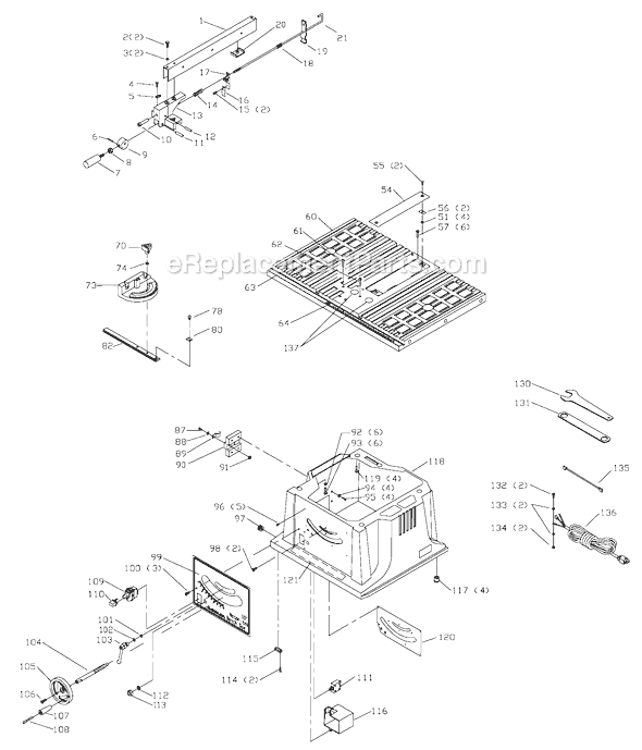 Page A Diagram and Parts List for 36-540 Type 4 Delta Table Saw