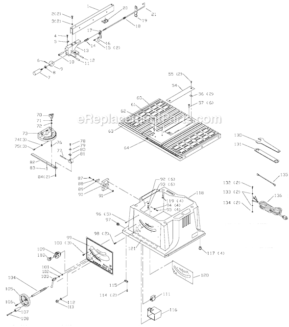 Page A Diagram and Parts List for 36-545 Type 1 Delta Table Saw