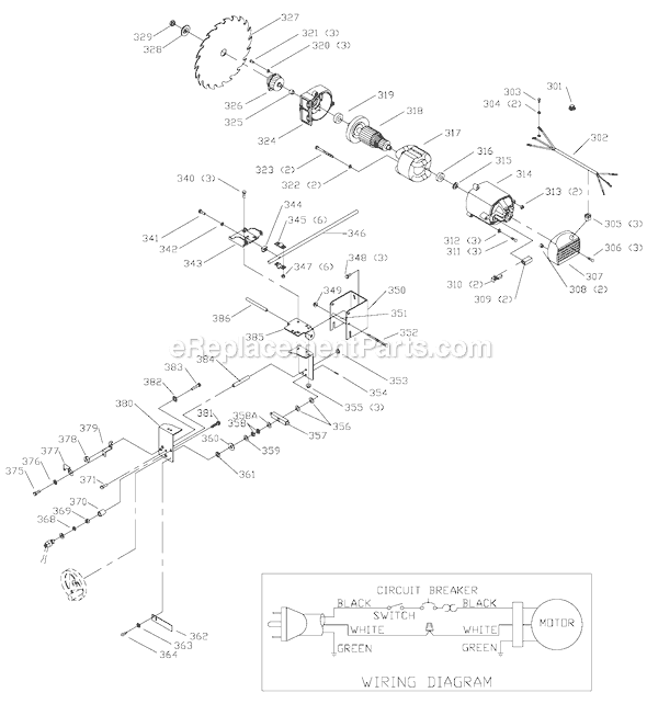 Page C Diagram and Parts List for 36-545 Type 1 Delta Table Saw