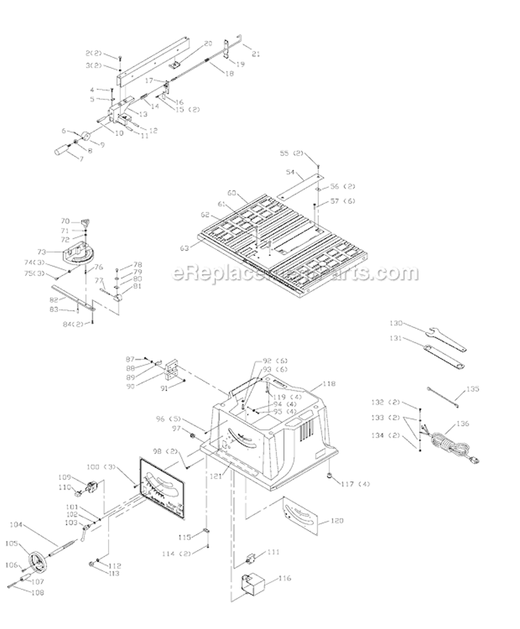 Page A Diagram and Parts List for 36-545 Type 2 Delta Table Saw