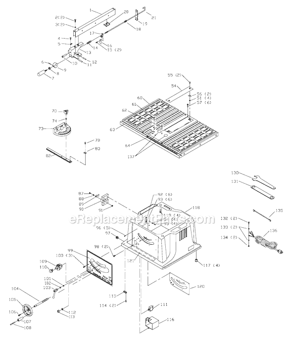 Page A Diagram and Parts List for 36-545 Type 4 Delta Table Saw