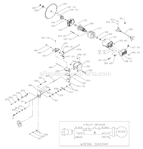 Page C Diagram and Parts List for 36-545 Type 4 Delta Table Saw