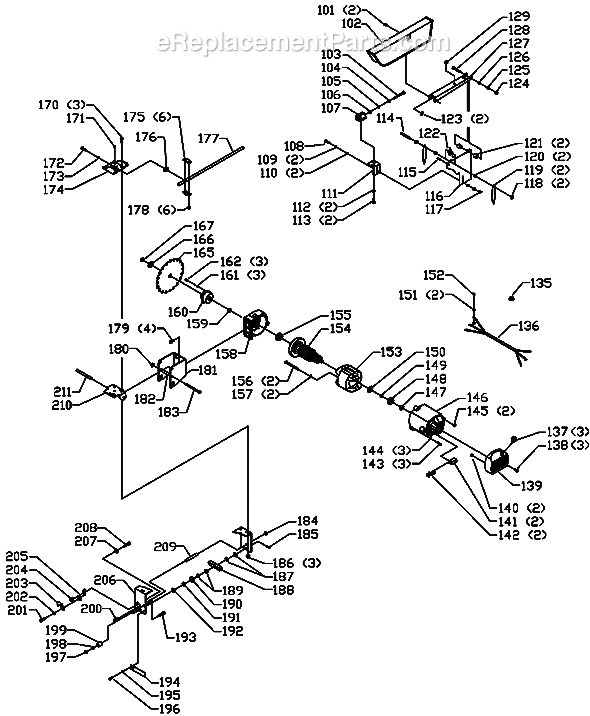 Page B Diagram and Parts List for 36-560 Type 1 Delta Table Saw