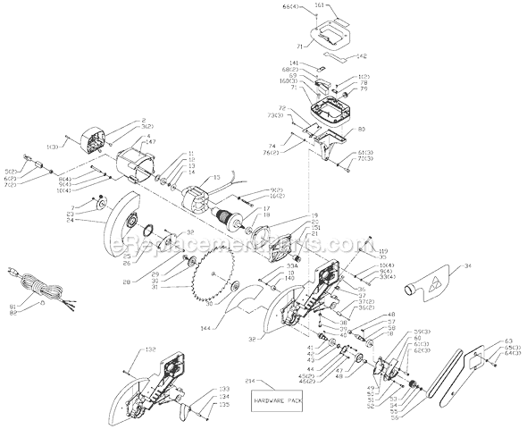 Page A Diagram and Parts List for 36-585 Type 1 Delta Miter Saw