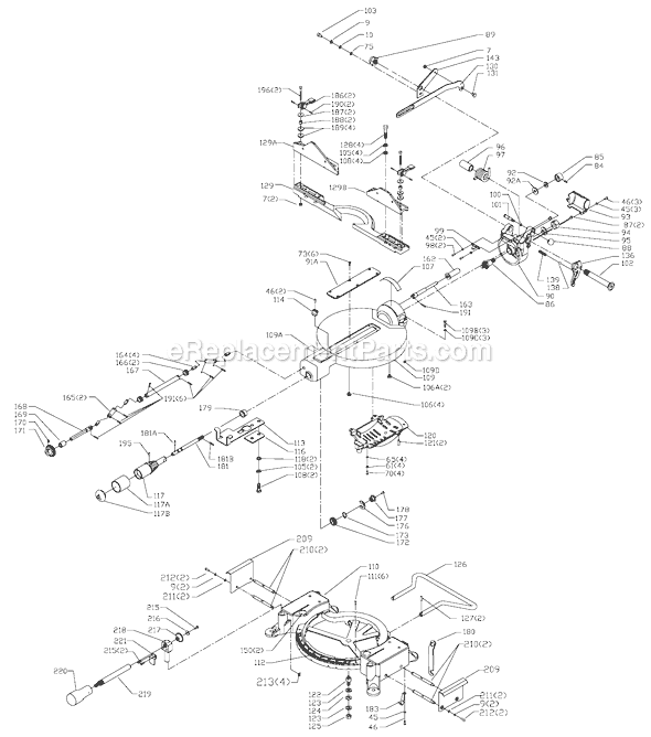 Page B Diagram and Parts List for 36-585 Type 1 Delta Miter Saw