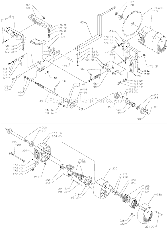 Page B Diagram and Parts List for 36-600 Type 2 Delta Table Saw