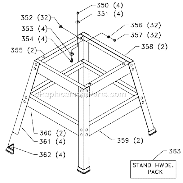 Page C Diagram and Parts List for 36-610 Type 1 Delta Table Saw