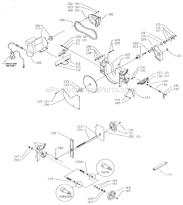 Page B Diagram and Parts List for 36-630 Type 1 Delta Table Saw