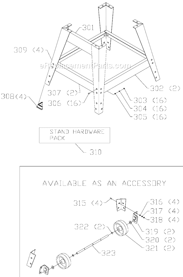 Page C Diagram and Parts List for 36-650 Type 1 Delta Table Saw