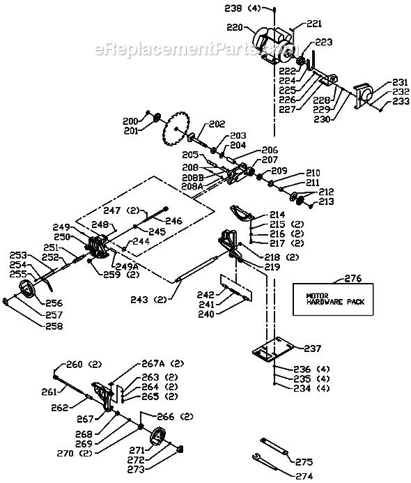 Page B Diagram and Parts List for 36-675 Type 1 Delta Table Saw