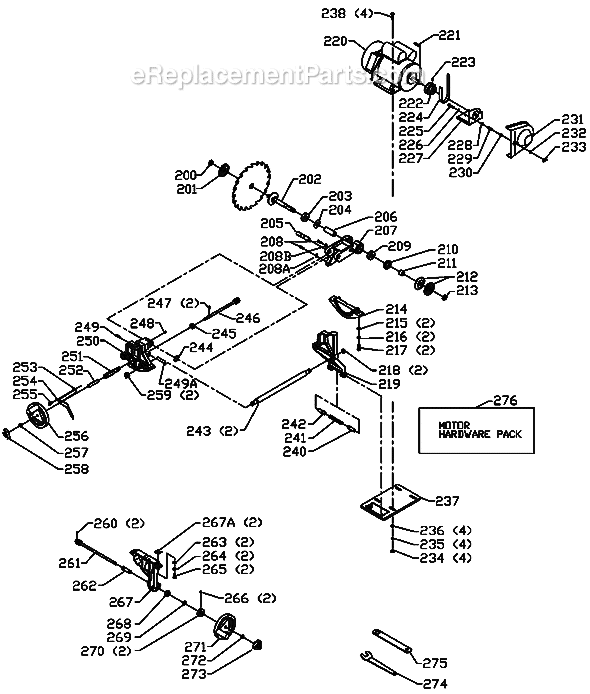 Page B Diagram and Parts List for 36-678 Type 1 Delta Table Saw