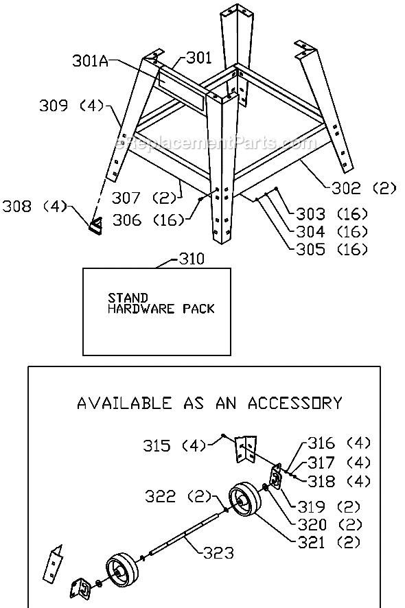 Page C Diagram and Parts List for 36-678 Type 1 Delta Table Saw