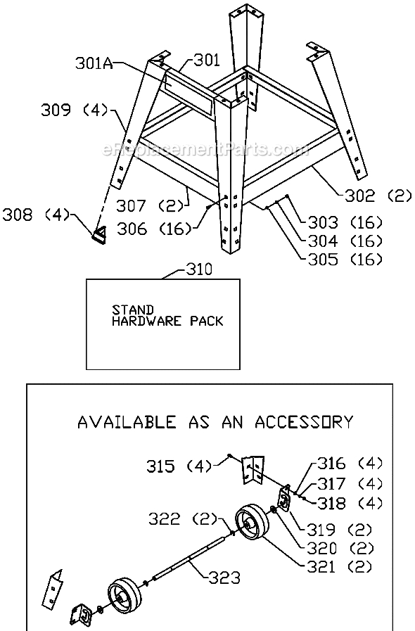 Page C Diagram and Parts List for 36-679 Type 1 Delta Table Saw