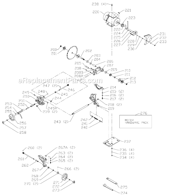 Page B Diagram and Parts List for 36-680XL Type 1 Delta Table Saw