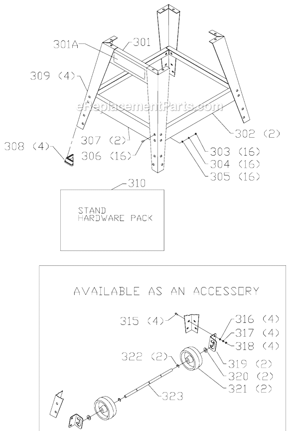 Page C Diagram and Parts List for 36-680XL Type 1 Delta Table Saw