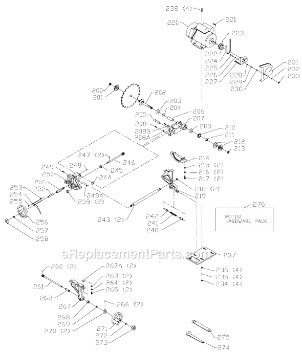 Page B Diagram and Parts List for 36-681XL Type 1 Delta Table Saw