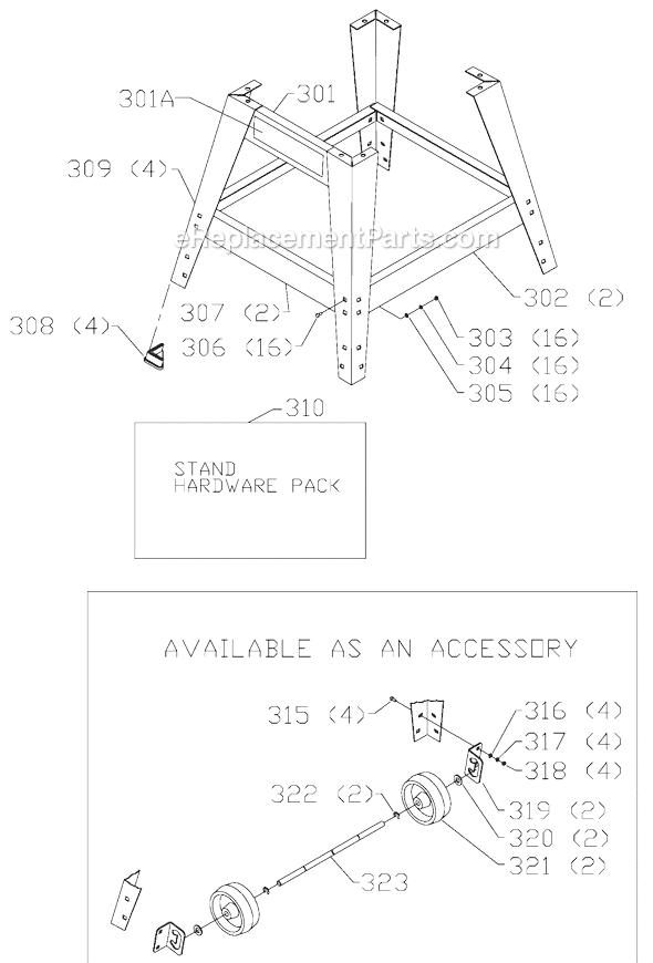 Page C Diagram and Parts List for 36-681XL Type 1 Delta Table Saw
