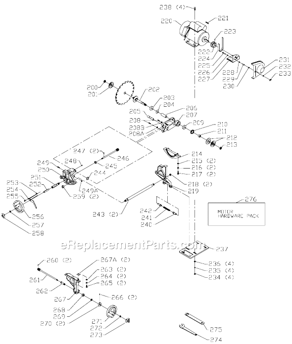 Page B Diagram and Parts List for 36-682XL Type 1 Delta Table Saw