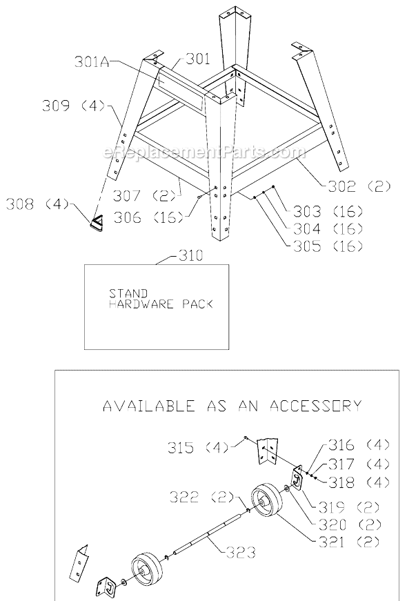 Page C Diagram and Parts List for 36-682XL Type 1 Delta Table Saw