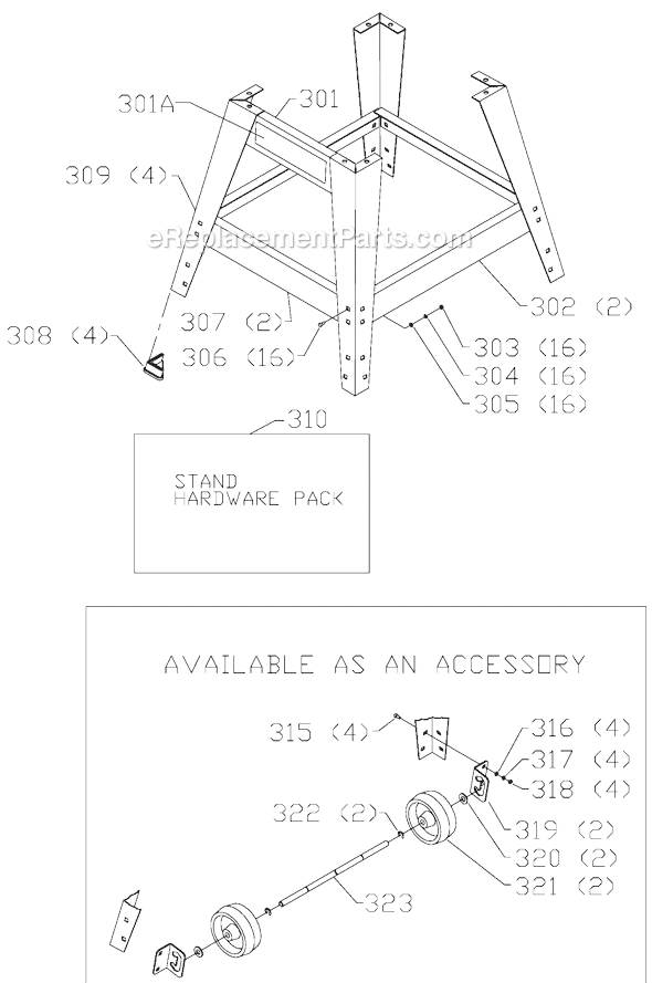 Page C Diagram and Parts List for 36-682 Type 1 Delta Table Saw