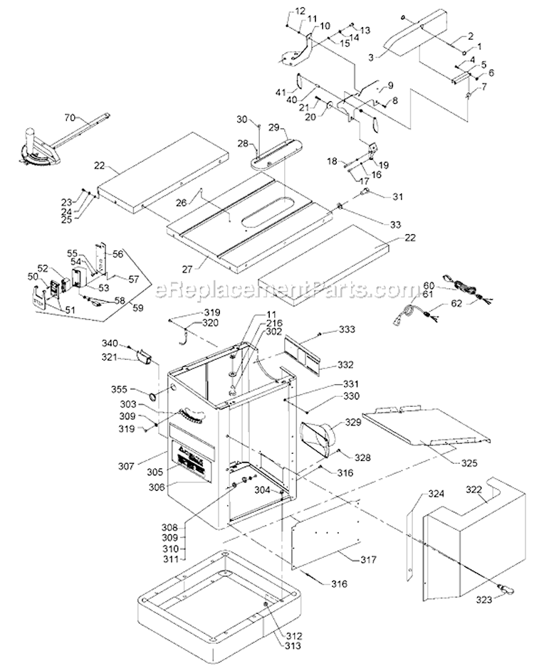 Page A Diagram and Parts List for 36-714B Type 1 Delta Table Saw
