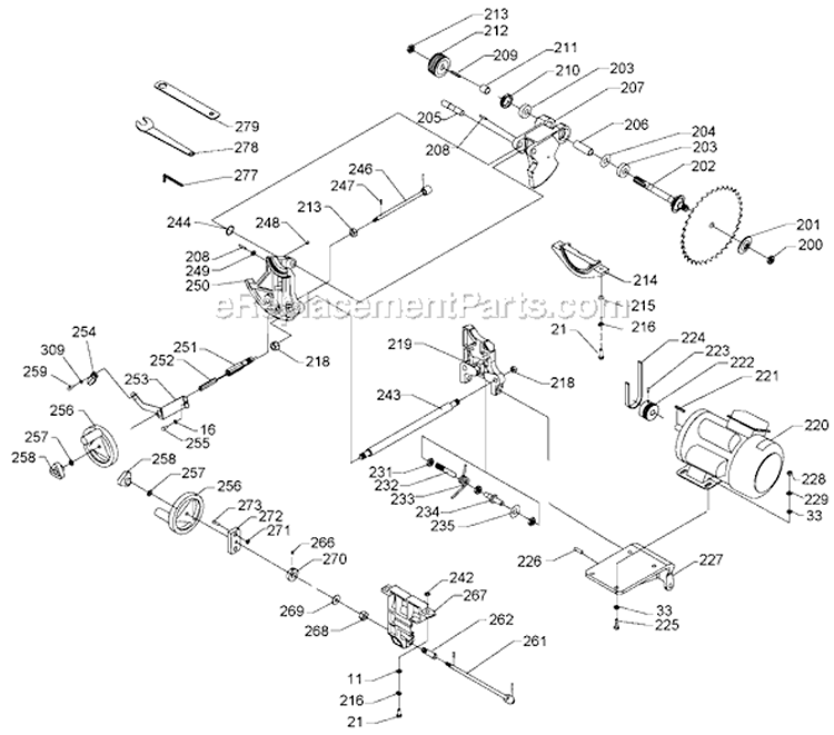 Page B Diagram and Parts List for 36-714B Type 1 Delta Table Saw