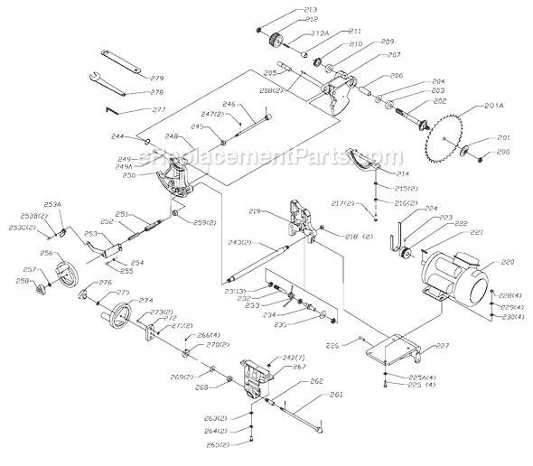 Page B Diagram and Parts List for 36-714 Type 1 Delta Table Saw