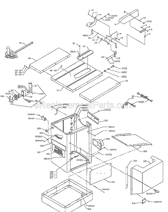 Page A Diagram and Parts List for 36-717  Delta Table Saw
