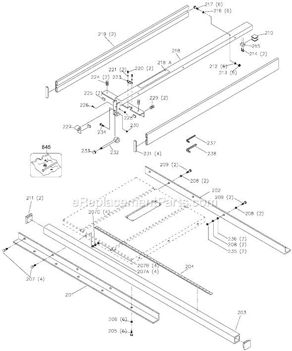 Page A Diagram and Parts List for 36-727 Type 1 Delta Table Saw Accessories