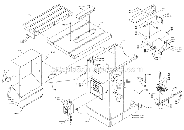 Page A Diagram and Parts List for 36-750 Type 1 Delta Table Saw
