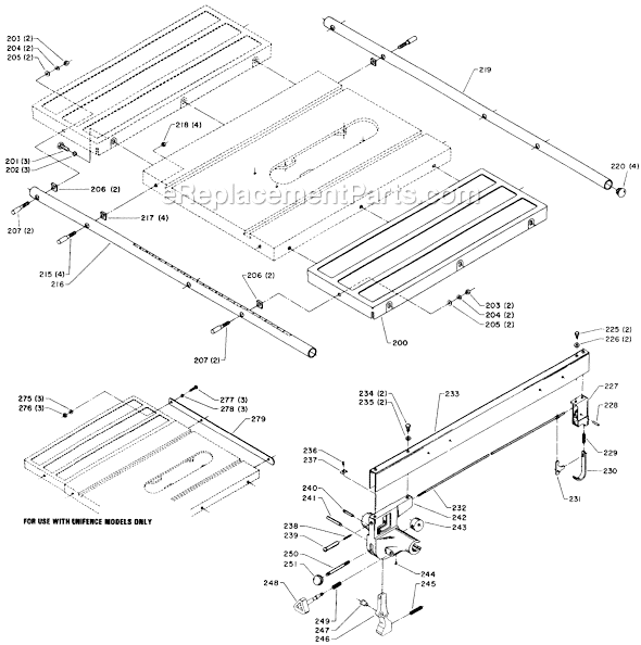 Page C Diagram and Parts List for 36-755 Type 1 Delta Table Saw