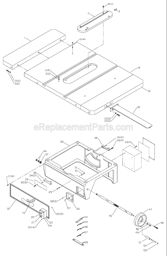 Page A Diagram and Parts List for 36-790 Type 1 Delta Table Saw