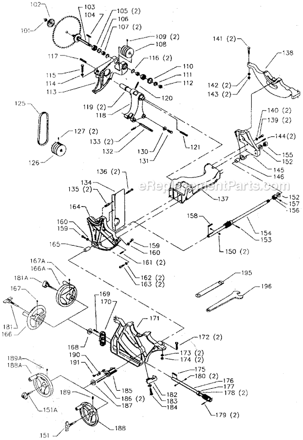 Page B Diagram and Parts List for 36-800 Type 1 Delta Table Saw