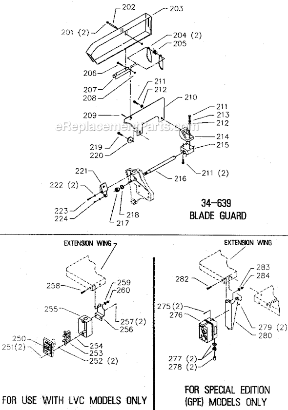 Page C Diagram and Parts List for 36-800 Type 1 Delta Table Saw