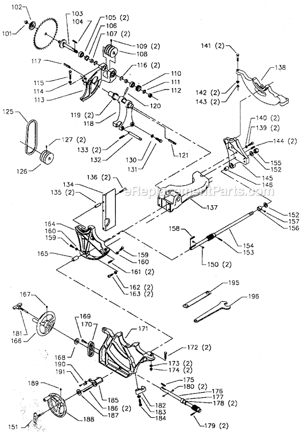 Page B Diagram and Parts List for 36-810 Type 1 Delta Table Saw