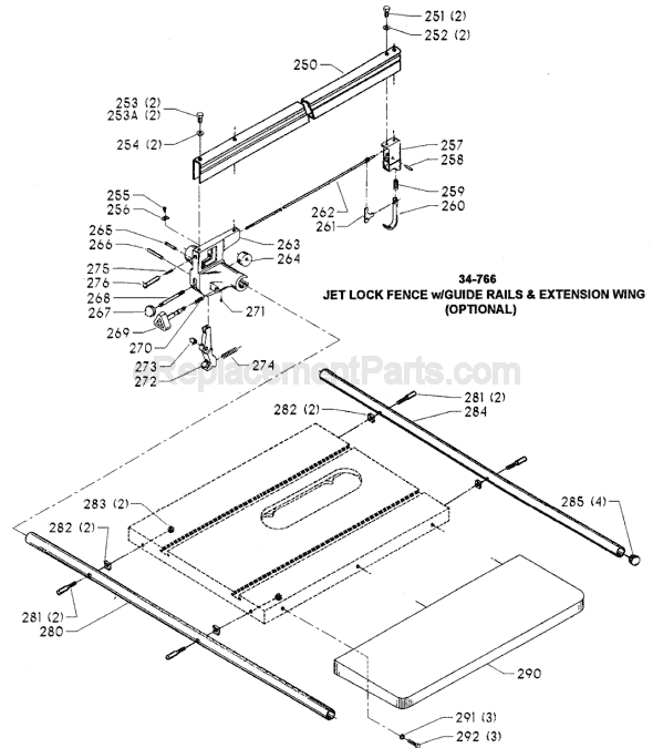 Page C Diagram and Parts List for 36-812 Type 1 Delta Table Saw
