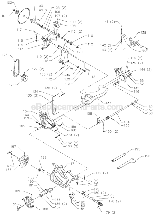 Page B Diagram and Parts List for 36-812 Type 2 Delta Table Saw