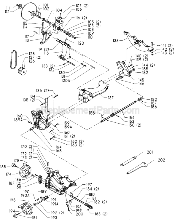 Page B Diagram and Parts List for 36-830A Type 1 Delta Table Saw
