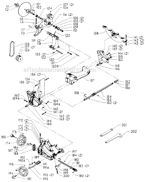 Page B Diagram and Parts List for 36-830 Type 1 Delta Table Saw