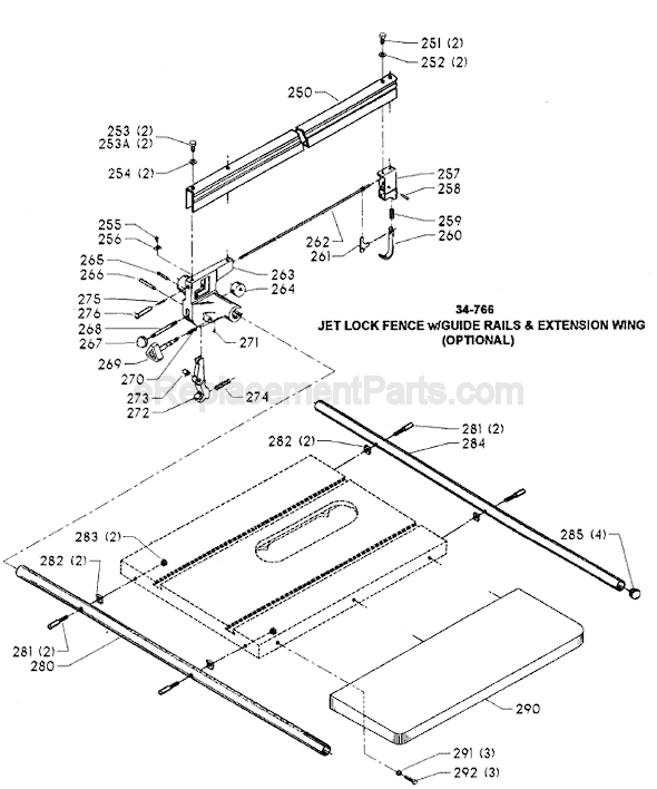 Page C Diagram and Parts List for 36-831  Delta Table Saw