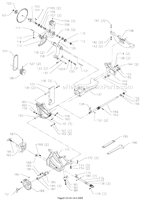 Page B Diagram and Parts List for 36-841 Type 1 Delta Table Saw