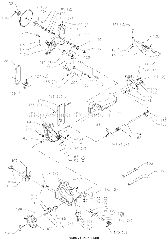 Page B Diagram and Parts List for 36-843 Type 1 Delta Table Saw