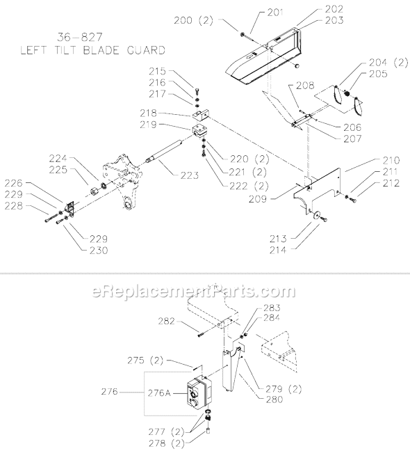 Page C Diagram and Parts List for 36-844 Type 1 Delta Table Saw